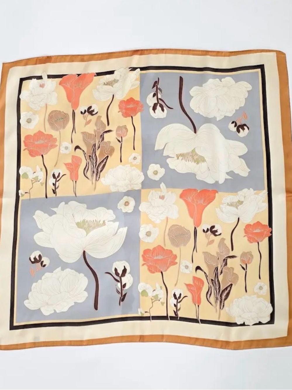Pretty Simple Fiona Floral Square Scarf | Taupe Floral | New